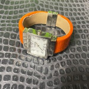 Needs TLC. Orange faux croc Strap Watch